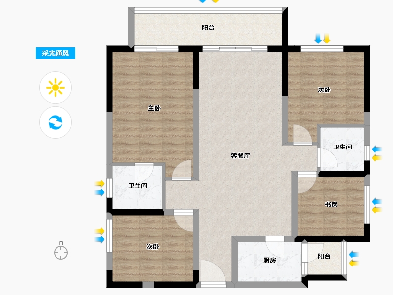 重庆-重庆市-中建御湖壹号-100.47-户型库-采光通风