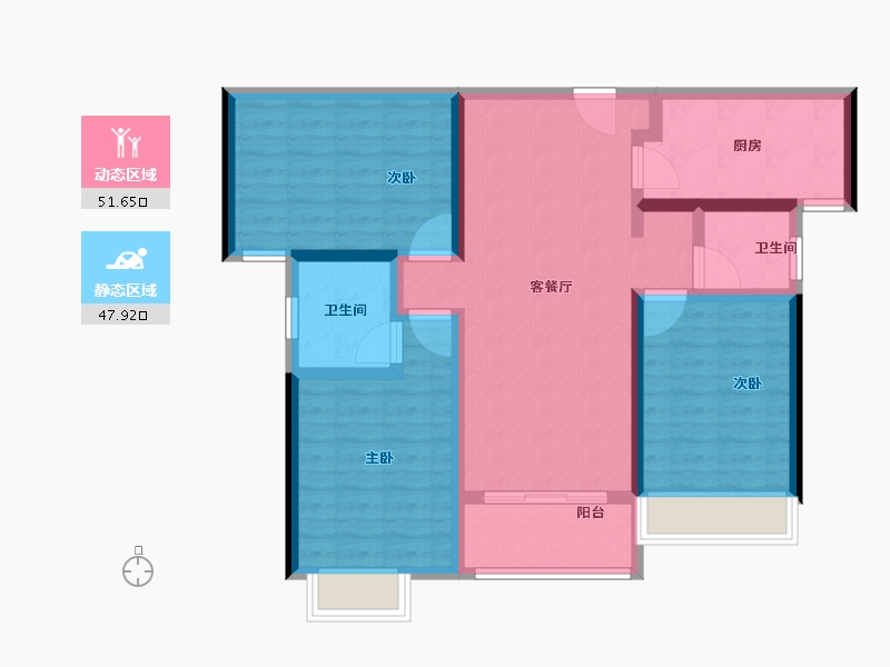 陕西省-西安市-奥园誉府-88.00-户型库-动静分区