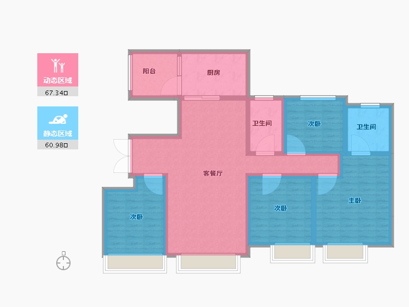 陕西省-西安市-中海云锦-114.40-户型库-动静分区