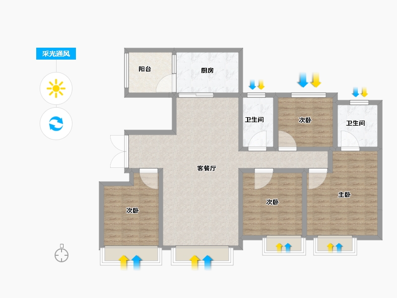 陕西省-西安市-中海云锦-114.40-户型库-采光通风