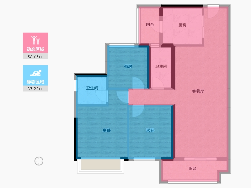 广东省-韶关市-碧桂园太阳城-84.95-户型库-动静分区