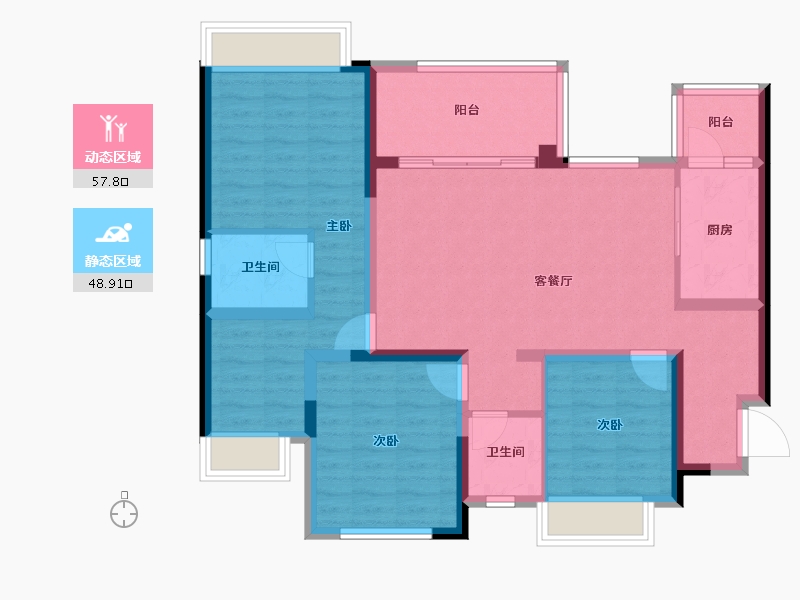 重庆-重庆市-中建御湖壹号-94.54-户型库-动静分区