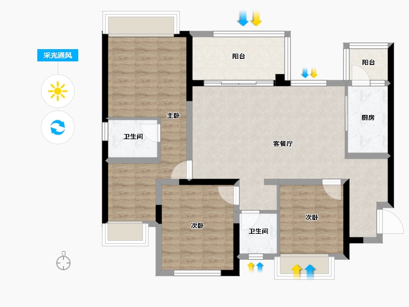 重庆-重庆市-中建御湖壹号-94.54-户型库-采光通风