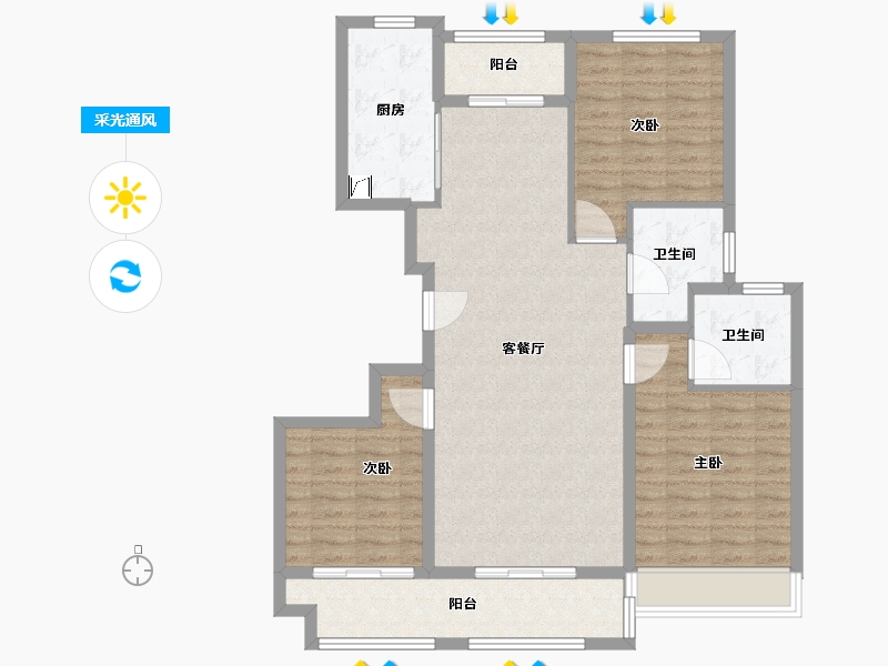 河南省-驻马店市-森鑫华府-106.00-户型库-采光通风