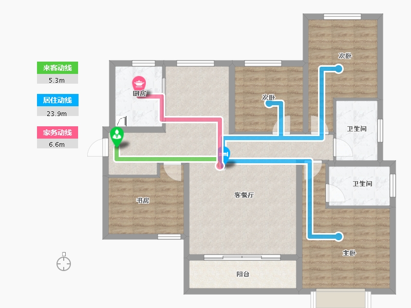 陕西省-西安市-金泰贞观悦府-108.67-户型库-动静线