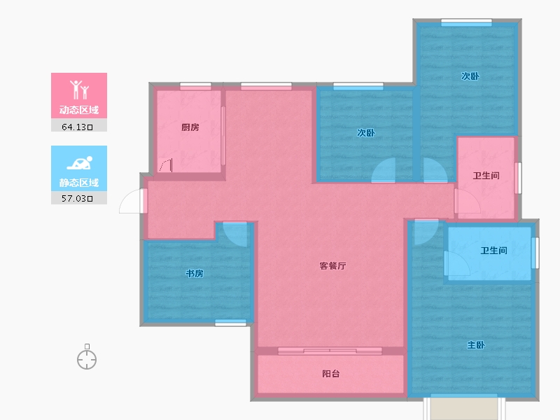 陕西省-西安市-金泰贞观悦府-108.67-户型库-动静分区