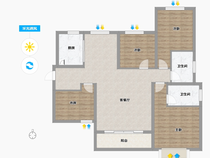 陕西省-西安市-金泰贞观悦府-108.67-户型库-采光通风