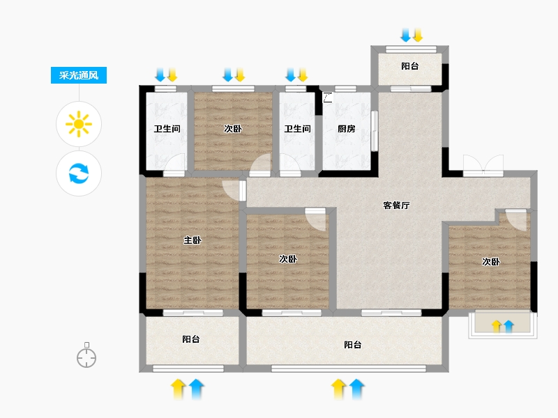 河南省-周口市-郸城建业云境-119.19-户型库-采光通风