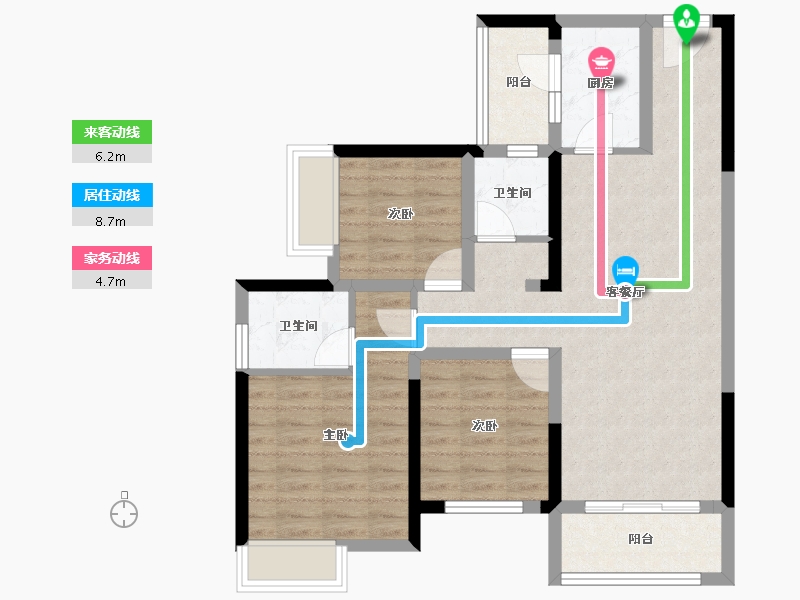 重庆-重庆市-中建御湖壹号-80.26-户型库-动静线