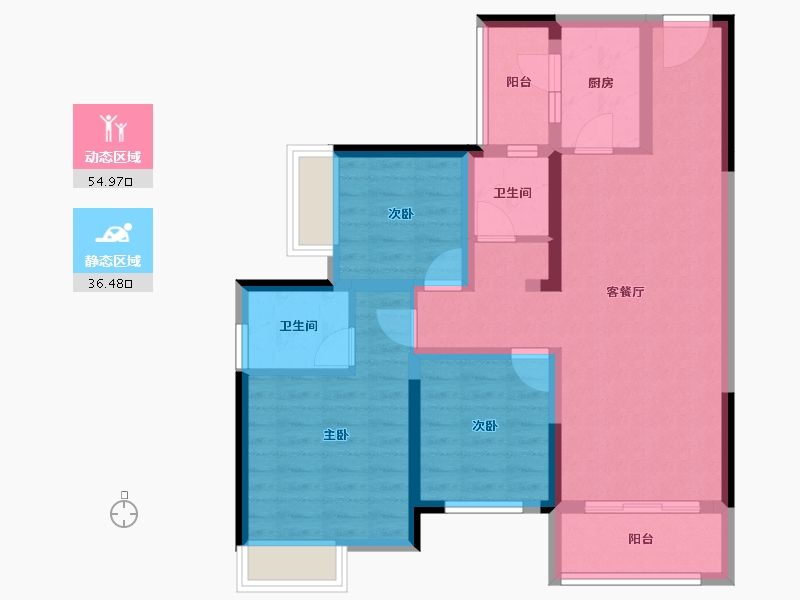 重庆-重庆市-中建御湖壹号-80.26-户型库-动静分区