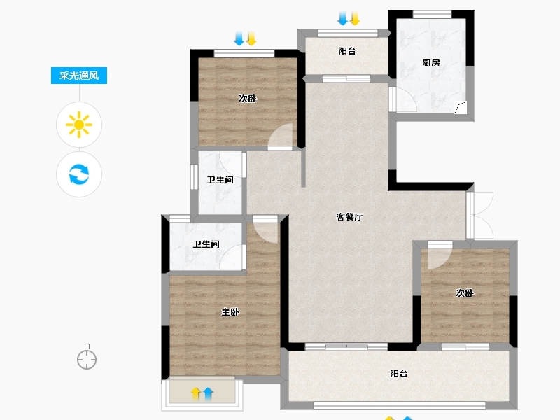 河南省-周口市-郸城建业桂园-92.00-户型库-采光通风