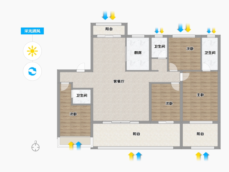 河南省-周口市-淮阳正商珑湖宽境-140.01-户型库-采光通风