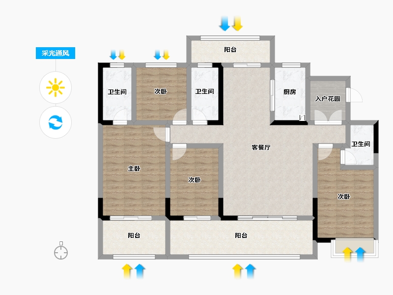 河南省-周口市-郸城建业云境-135.20-户型库-采光通风