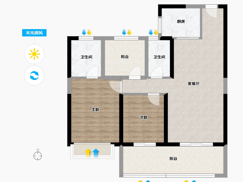 广东省-韶关市-碧桂园太阳城-88.66-户型库-采光通风