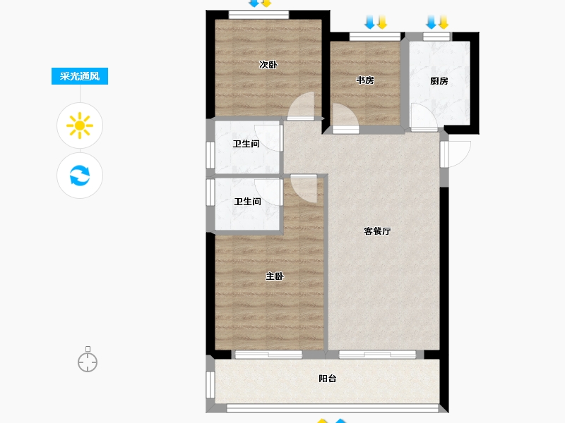 福建省-泉州市-南益·清源春晓-80.00-户型库-采光通风