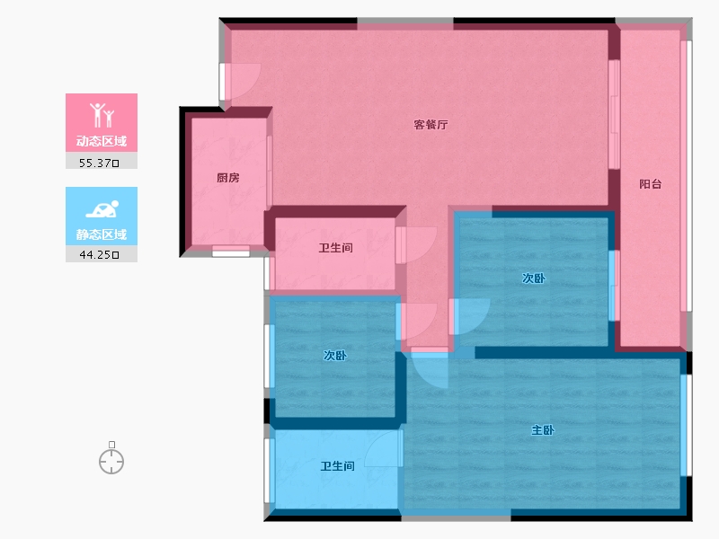 陕西省-咸阳市-绿城·春江花月-92.00-户型库-动静分区