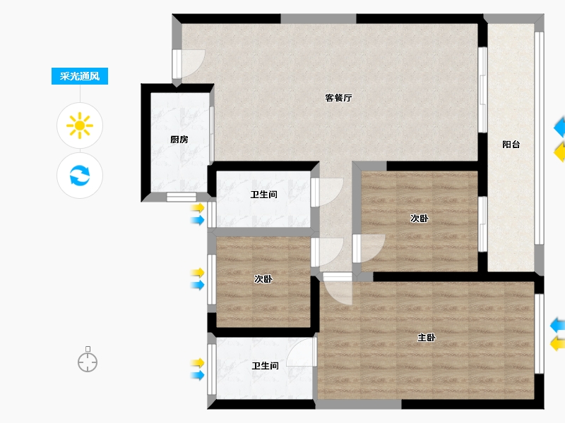 陕西省-咸阳市-绿城·春江花月-92.00-户型库-采光通风