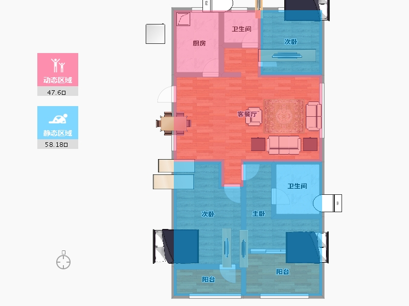 浙江省-宁波市-天逸府-92.72-户型库-动静分区