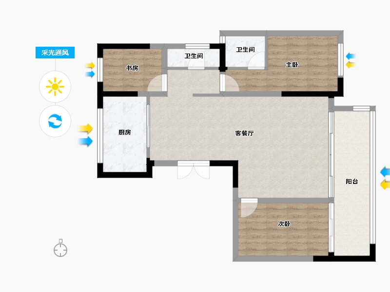 宁夏回族自治区-银川市-民生·语竹苑-88.02-户型库-采光通风