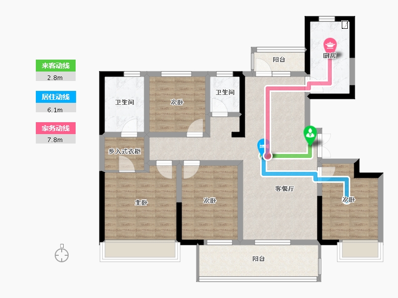 山东省-潍坊市-金大地天泰城-105.26-户型库-动静线