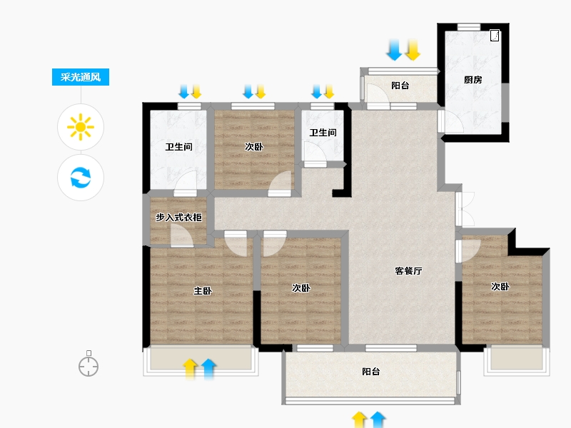 山东省-潍坊市-金大地天泰城-105.26-户型库-采光通风