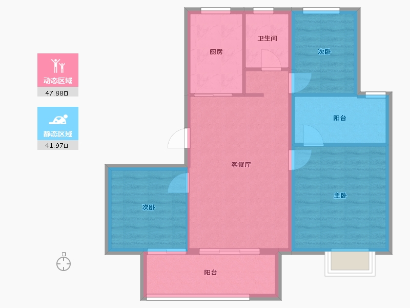 上海-上海市-大华锦绣四季二期-81.17-户型库-动静分区