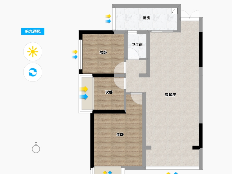 贵州省-六盘水市-国泰熙园-73.00-户型库-采光通风