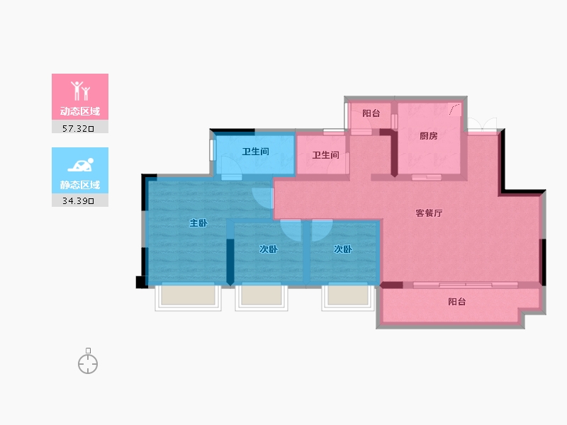 重庆-重庆市-龙湖两江郦湾-80.52-户型库-动静分区