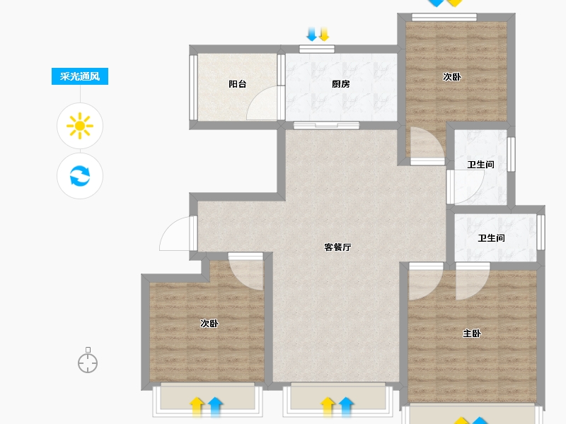 陕西省-西安市-中海云锦-101.60-户型库-采光通风