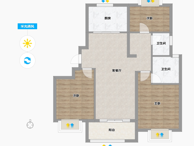 上海-上海市-融创未来金融城-81.54-户型库-采光通风