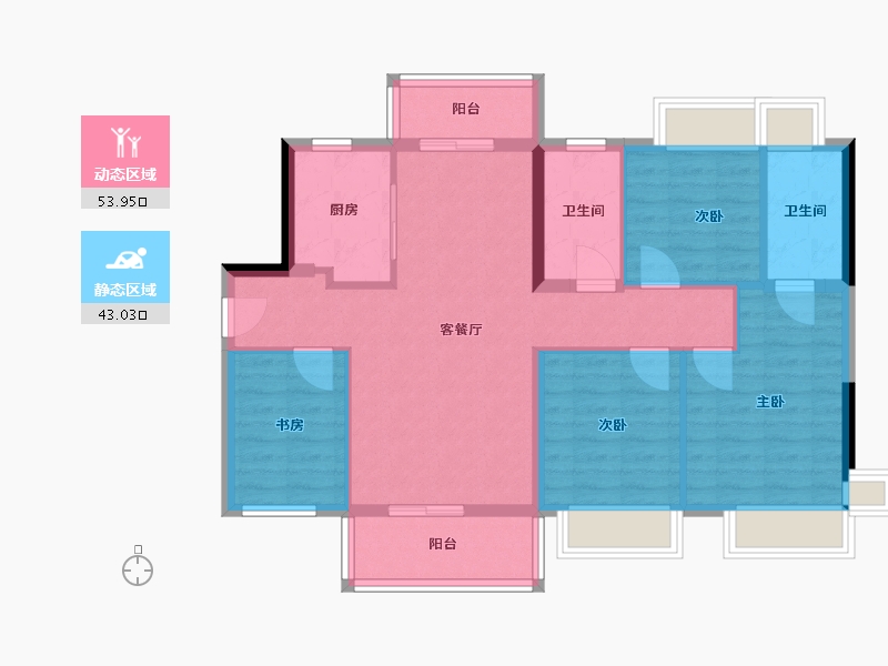 浙江省-杭州市-东方悦府-100.00-户型库-动静分区