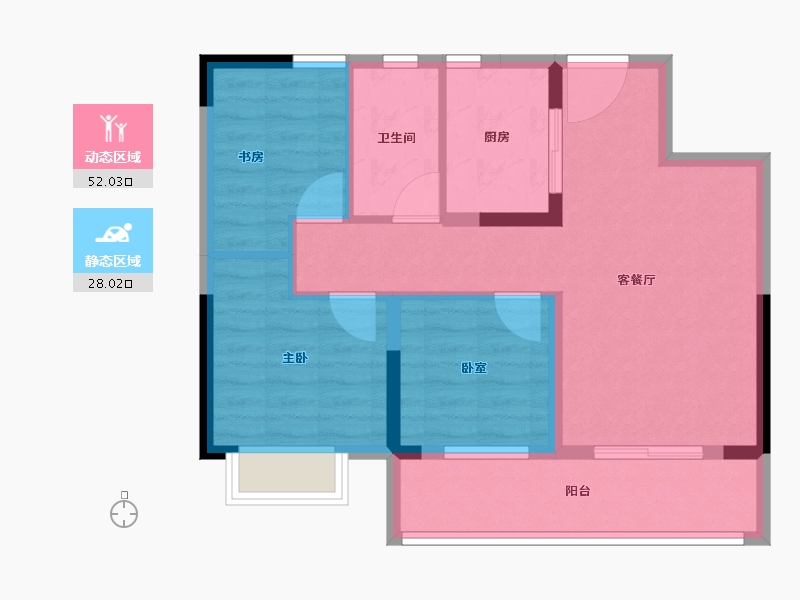 安徽省-合肥市-斌锋当代府MOMΛ-71.20-户型库-动静分区