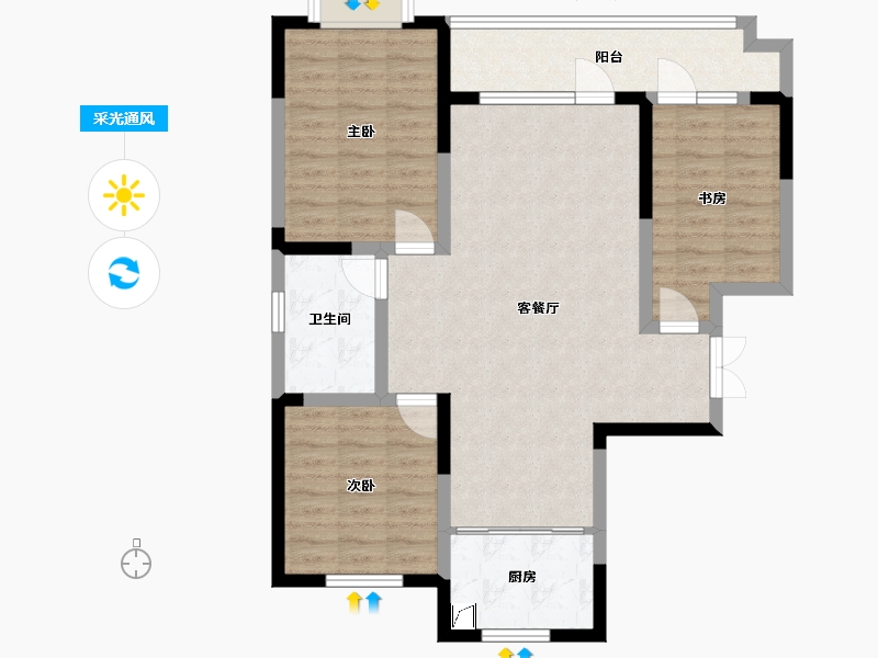 山东省-淄博市-翡翠怡景-130.00-户型库-采光通风