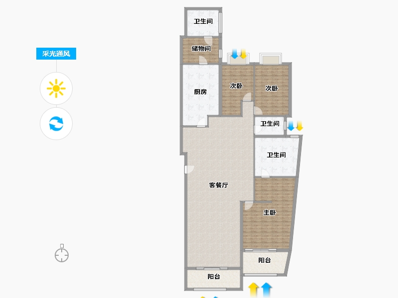 上海-上海市-滨江凯旋门-191.13-户型库-采光通风