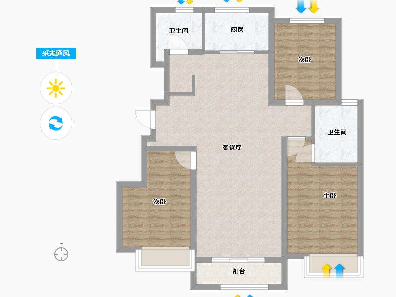 天津-天津市-保利天汇-96.00-户型库-采光通风