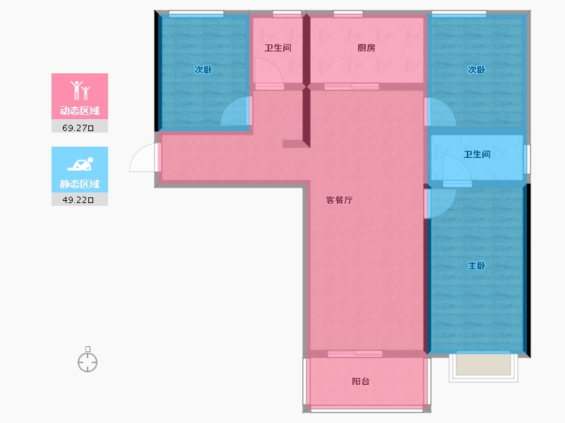 陕西省-西安市-奥园誉府-105.60-户型库-动静分区