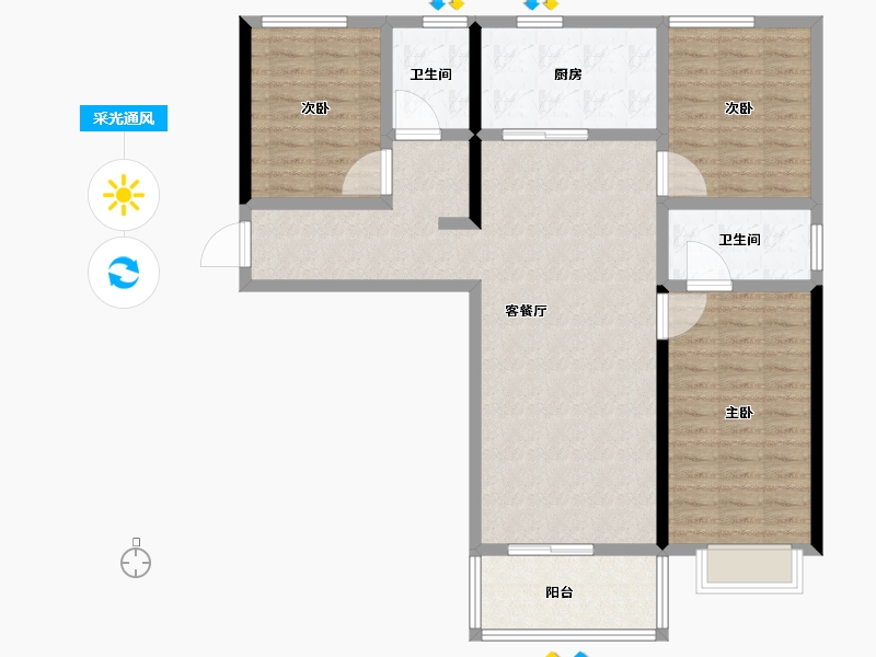 陕西省-西安市-奥园誉府-105.60-户型库-采光通风