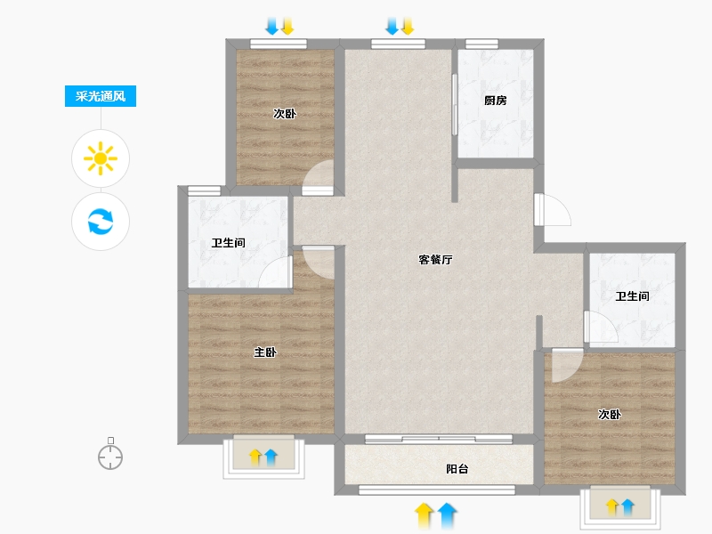 天津-天津市-运河文化城188-94.41-户型库-采光通风