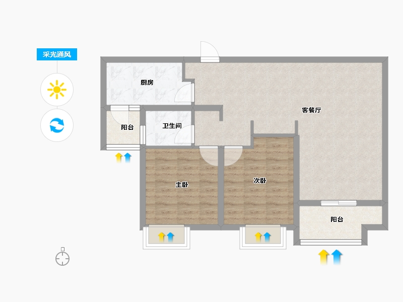 上海-上海市-复地富顿街区-76.00-户型库-采光通风