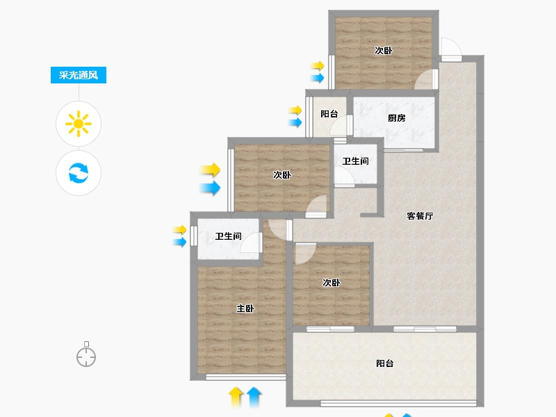 贵州省-六盘水市-城投·凤凰院景-111.88-户型库-采光通风