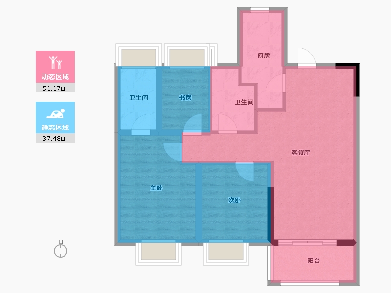 上海-上海市-保利·明明霞光-79.16-户型库-动静分区