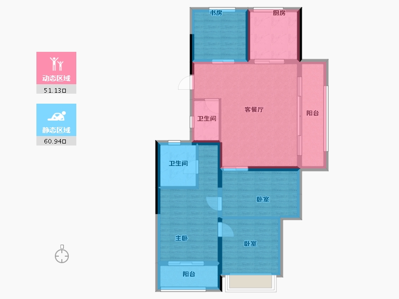 浙江省-杭州市-滨湖天地-100.80-户型库-动静分区