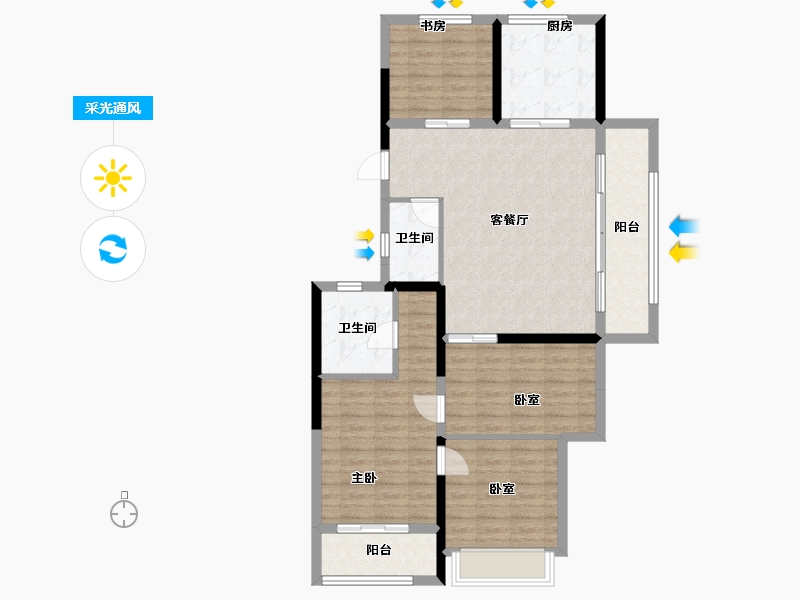 浙江省-杭州市-滨湖天地-100.80-户型库-采光通风