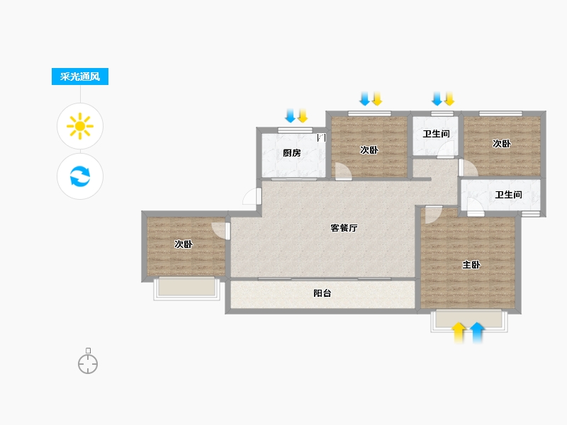 陕西省-西安市-龙湖天奕-114.18-户型库-采光通风