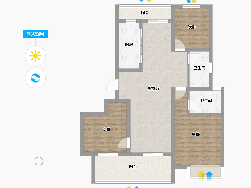 河南省-周口市-康桥悦溪棠-88.00-户型库-采光通风