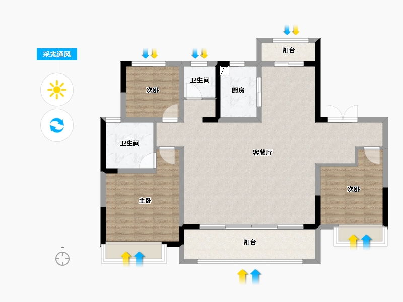 河南省-周口市-郸城建业桂园-108.01-户型库-采光通风