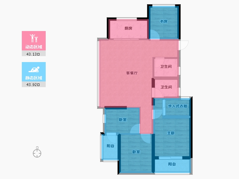 浙江省-杭州市-滨湖天地-76.51-户型库-动静分区