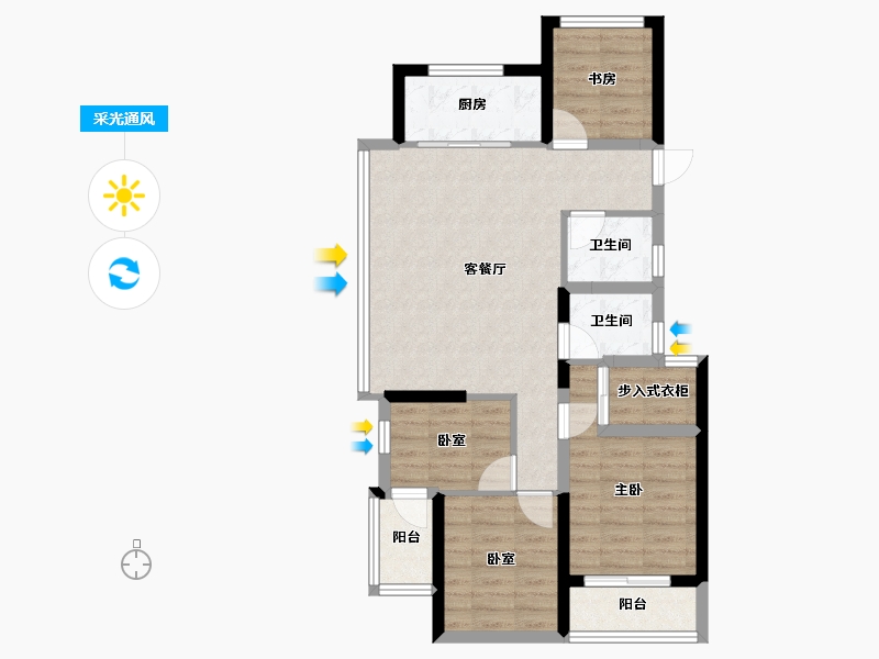 浙江省-杭州市-滨湖天地-76.51-户型库-采光通风