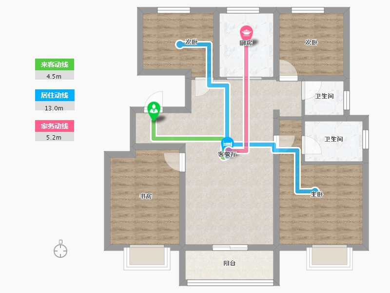 天津-天津市-中建锦绣丽城当红-90.46-户型库-动静线