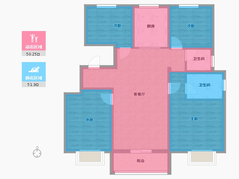 天津-天津市-中建锦绣丽城当红-90.46-户型库-动静分区